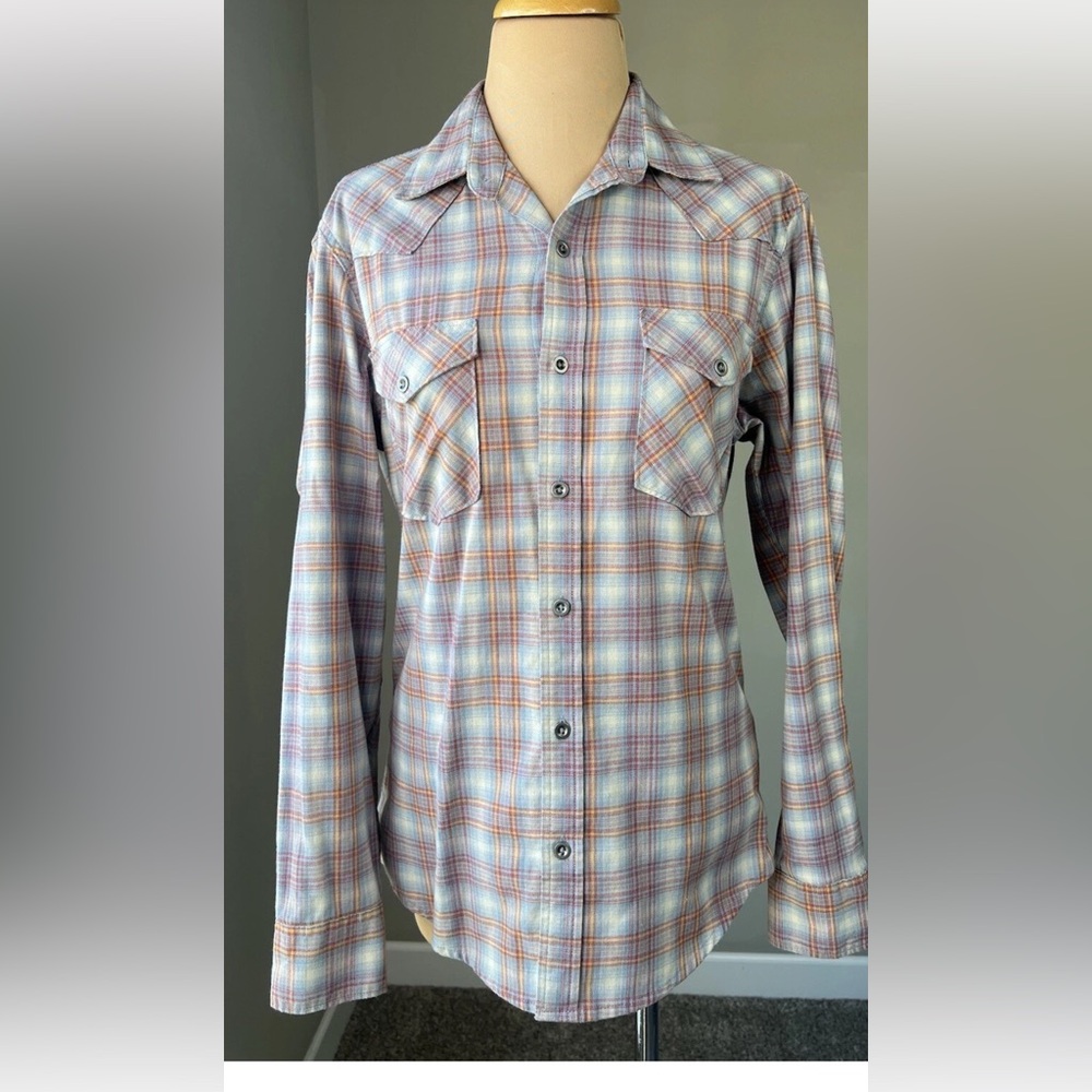 Wrangler Plaid Western Button Up Shirt Top Women's S